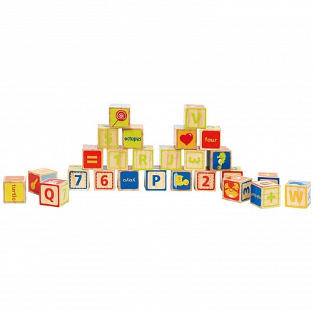 Деревянные кубики ABC с буквами и цифрами 